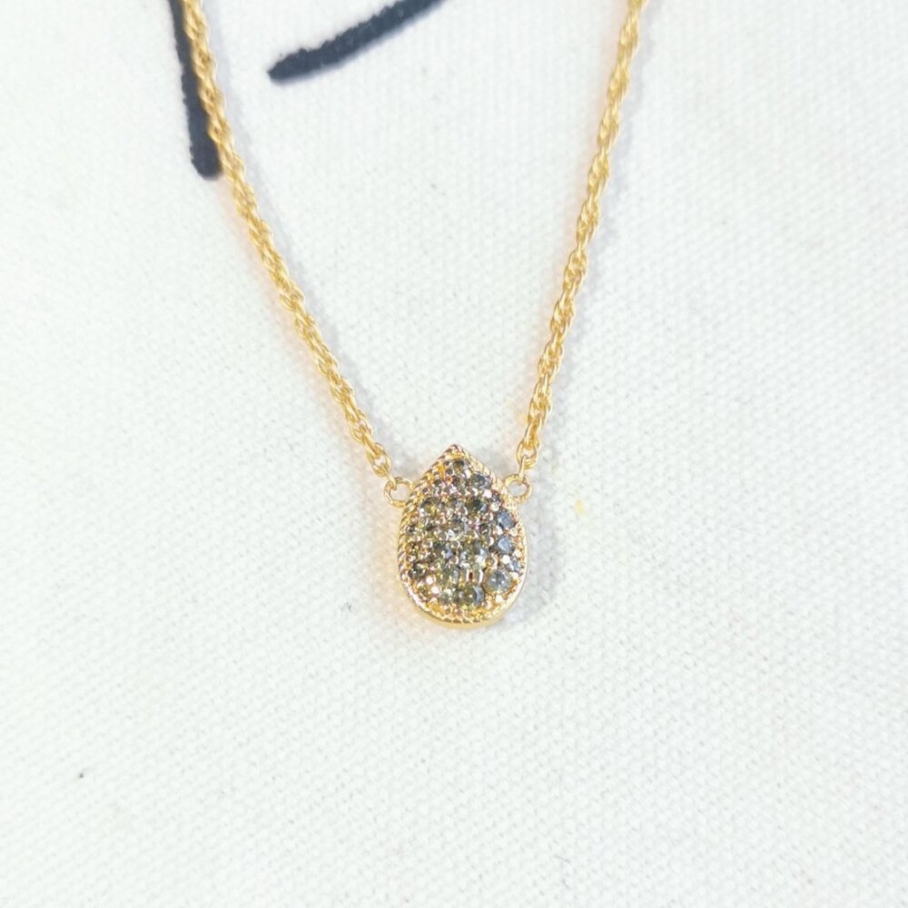 Julie Vos Necklace - Pavé Teardrop - Peridot Gold